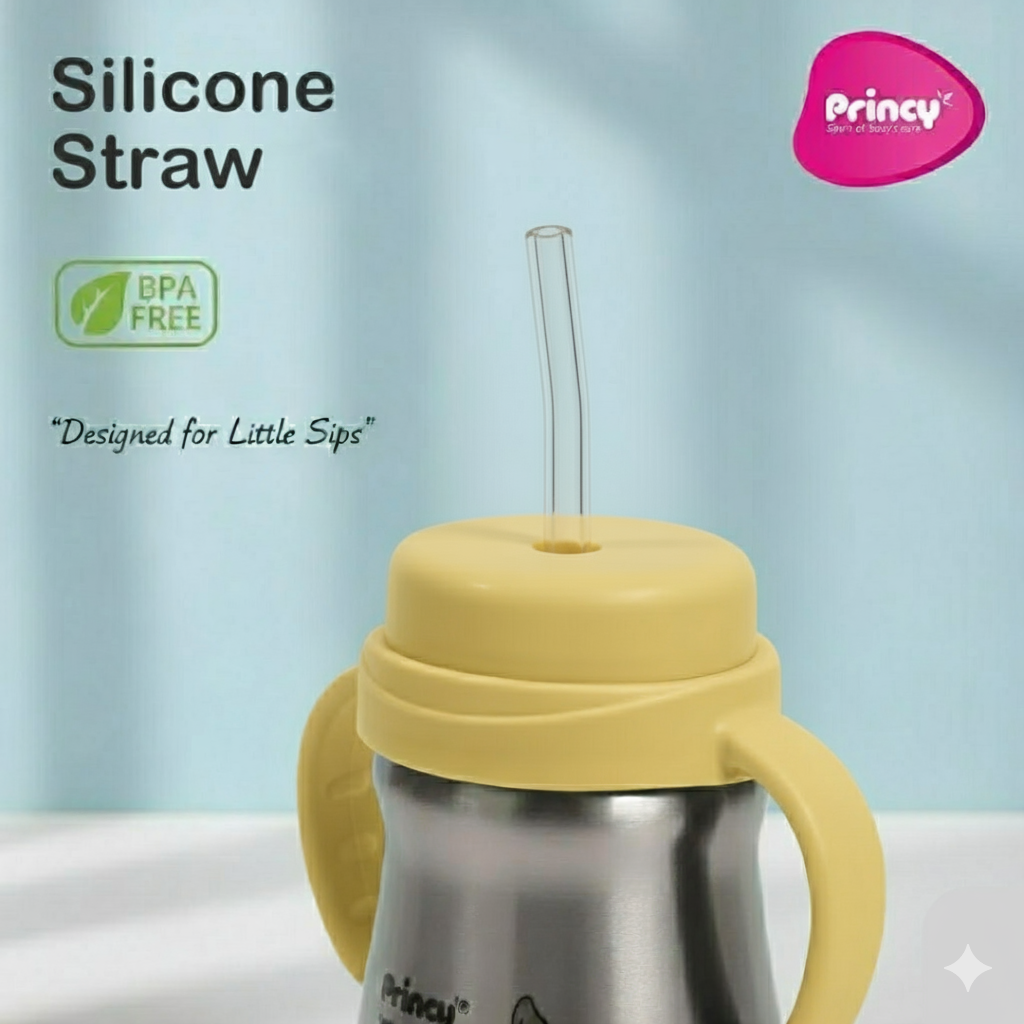 Princy Stainless Steel Water Bottle for Kids with Handle – Wide Neck Silicone Nipple – Steel Baby Bottle, 6+ Months (Blue) - Image 7